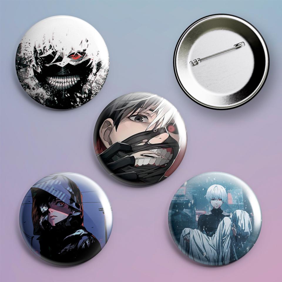 Значки на рюкзак с принтом аниме Tokyo Ghoul 4 шт.