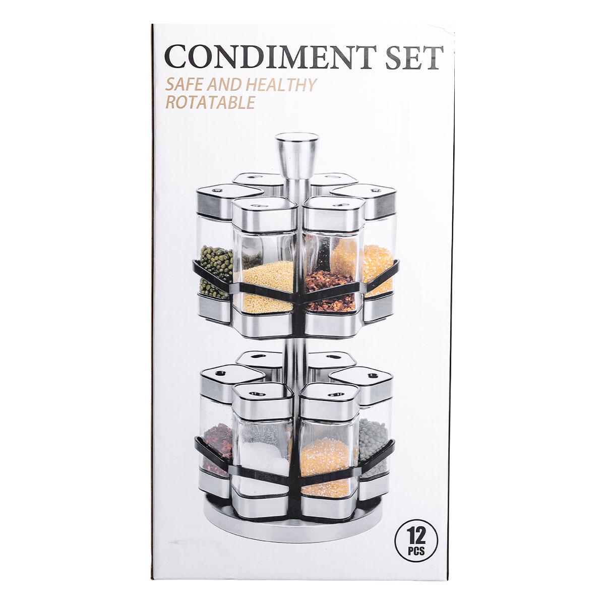 Набір для спецій на підставці HP-1315 12 шт. 120 мл карусель для спецій Білий (A-033683) - фото 7