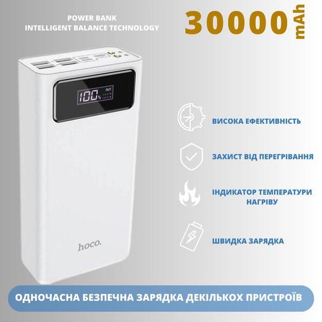 Повербанк Hoco General J65 30000mAh з ліхтарем Білий (658325) - фото 2