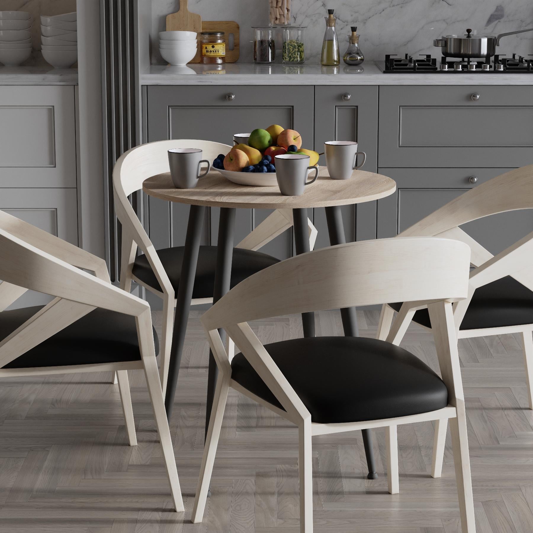 Обеденный стол круглый Ferrum-decor OPTIMA 4 ножки конусные металл/ДСП 16 мм 750x670x670 мм Черный/Дуб Сонома (FRD-107454)