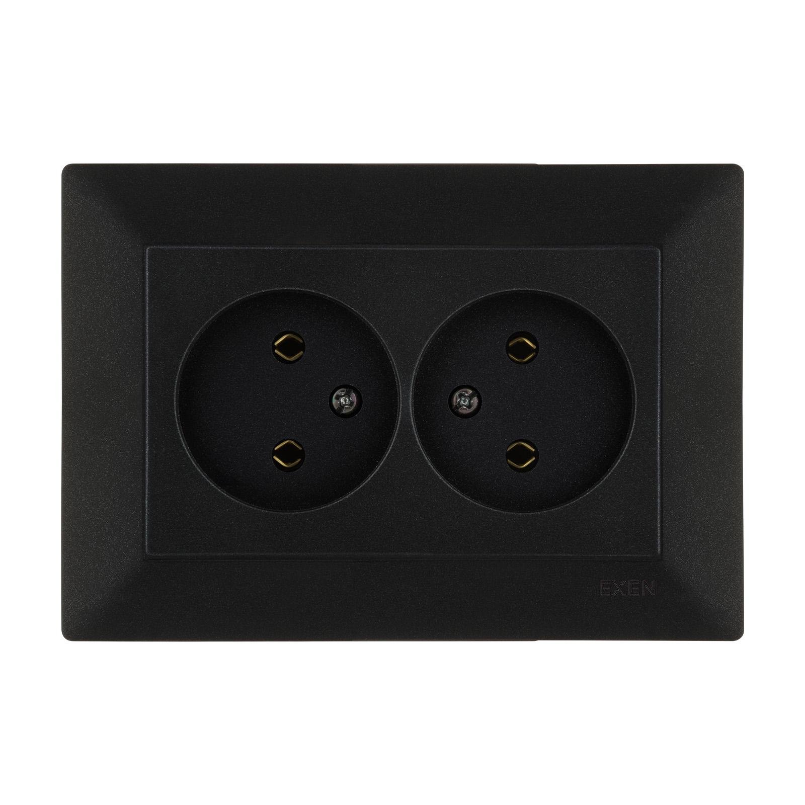 Розетка двойная врезная EXEN Odak Черный