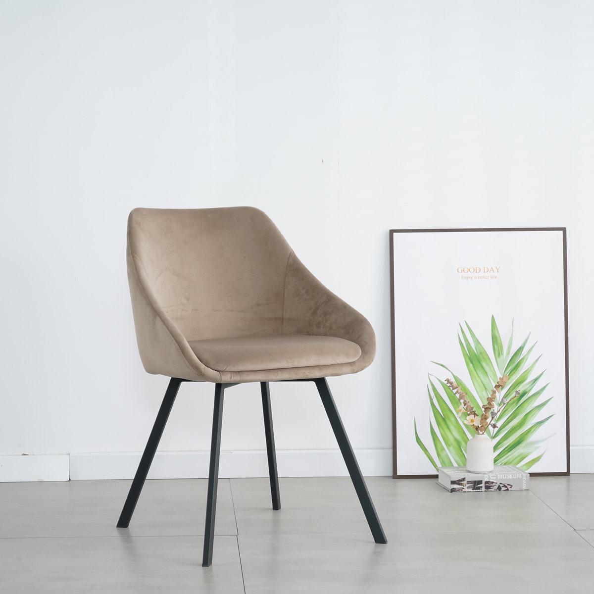 Стул Intarsio Pepio велюр Черный/Темно-бежевый