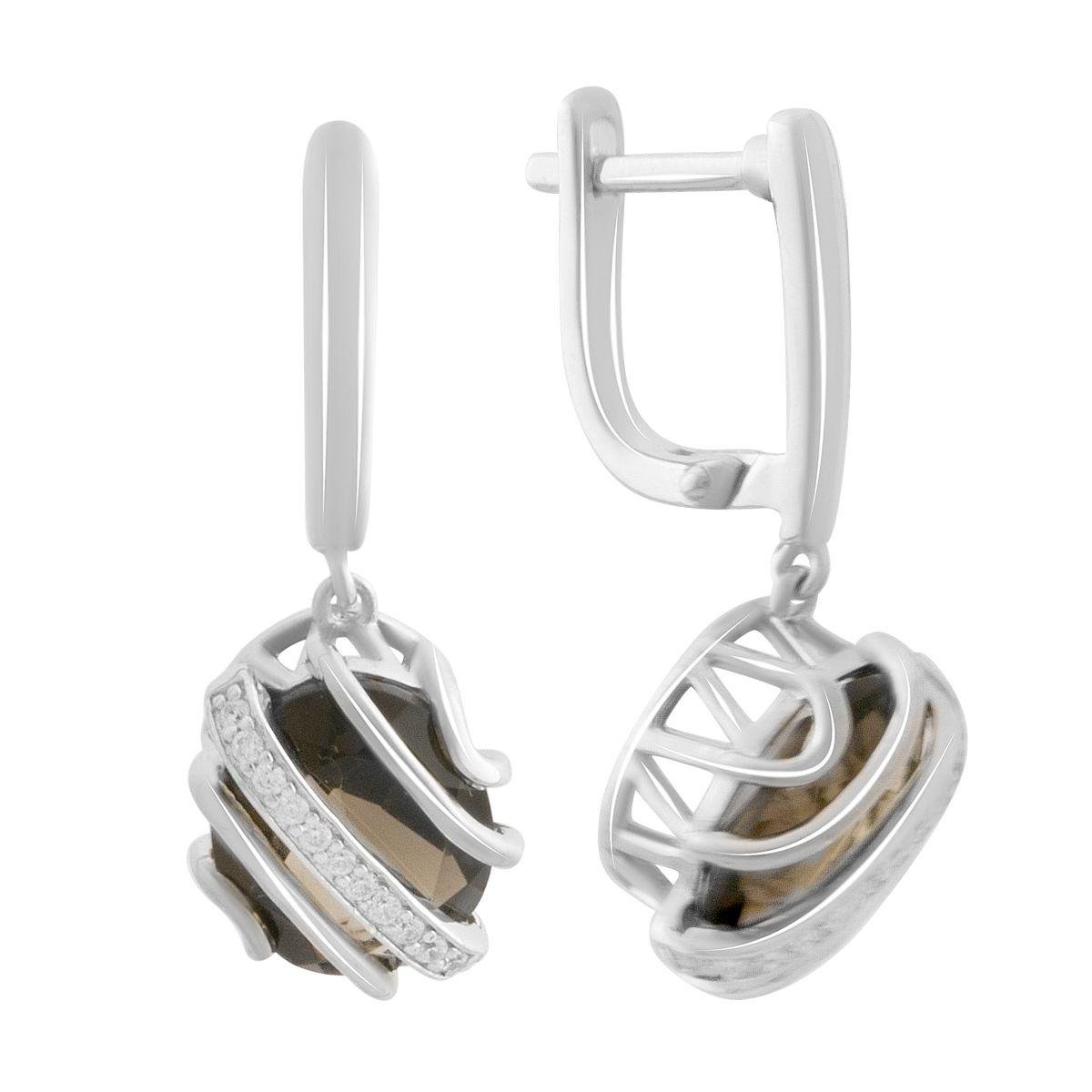 Сережки срібні з натуральним раухтопазом Сережки срібні з натуральним раухтопазом