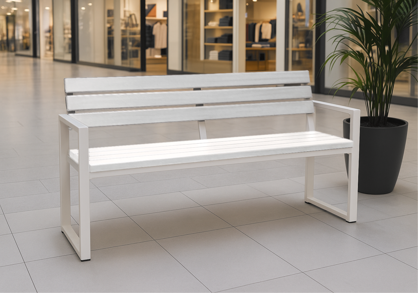 Скамейка садовая ТЕБИ ШО модерн люкс ПВХ 1614х838х545 мм Белый