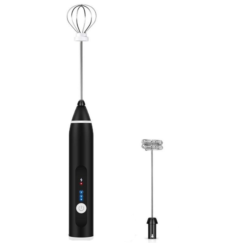 Аккумуляторный миксер пеновзбиватель Zally Milk Frother MF-01 с трафаретами Черный