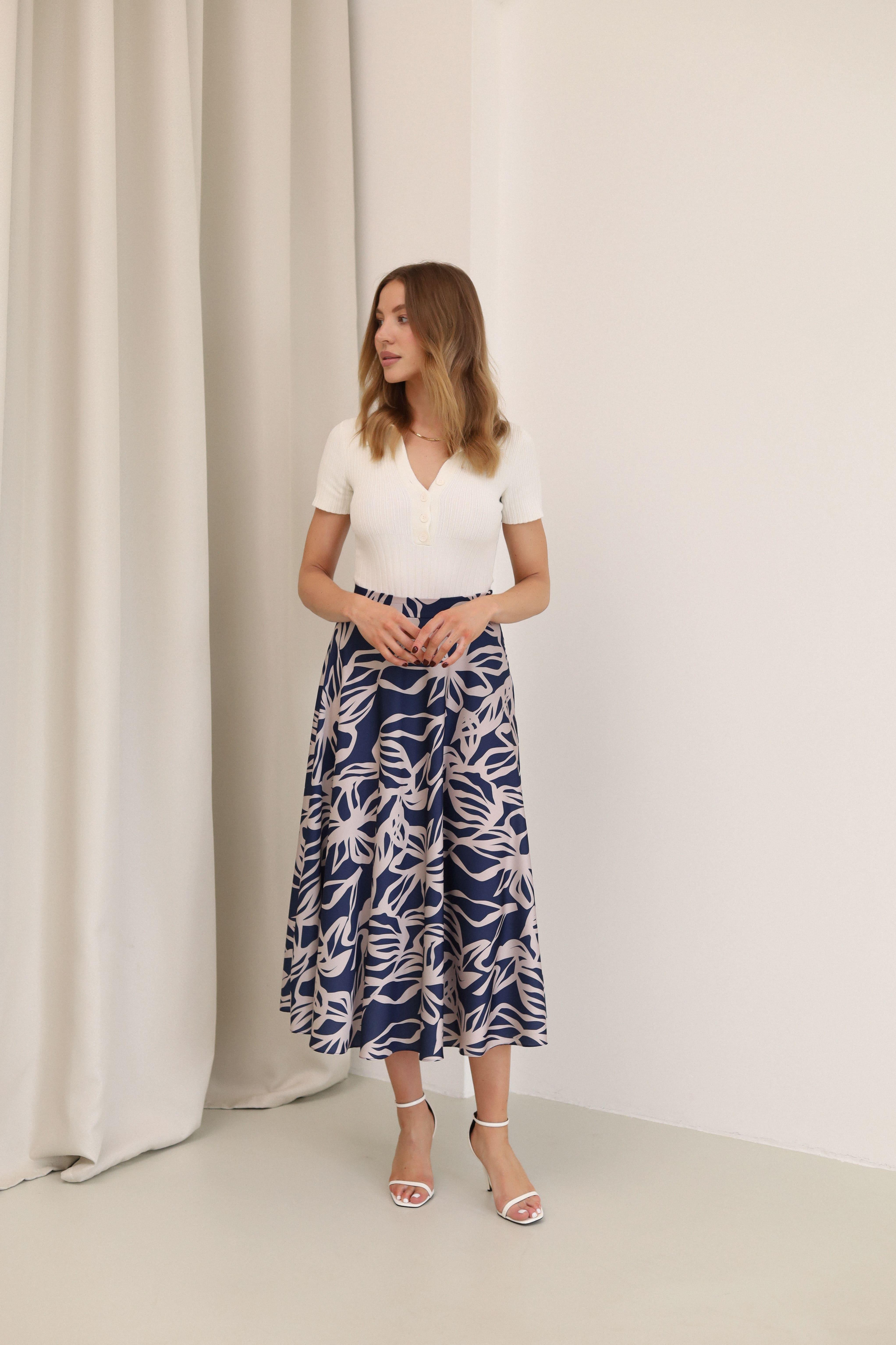 Спідниця-кльош міді Дика Спідниця з принтом XXL Синій (6005) - фото 7 Спідниця-кльош міді Дика Спідниця з принтом XXL Синій (6005) - фото 7