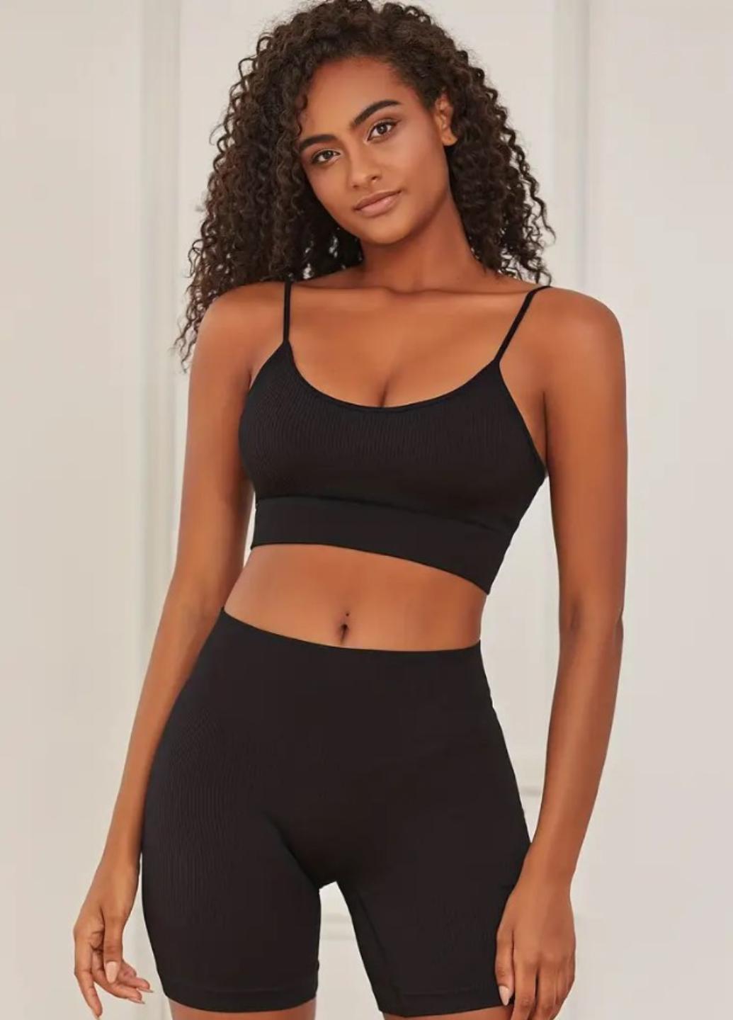 Топ спортивный женский Sport Comfort A002 в рубчик M Черный (1944-44-03)