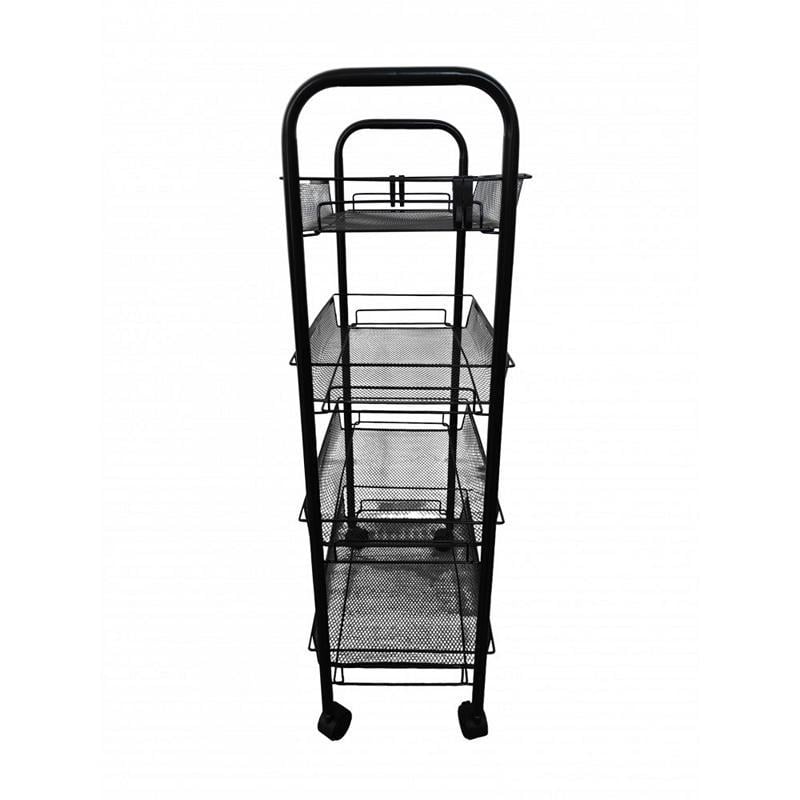 Етажерка металева на колесах з 4 металевими полицями Чорний (348669) - фото 5 Етажерка металева на колесах з 4 металевими полицями Чорний (348669) - фото 5