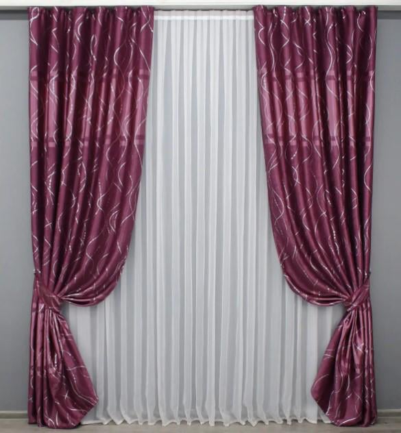 Комплект штор Лиана софт 1,45х2,7 м 2 шт. Малиновый (459ш)