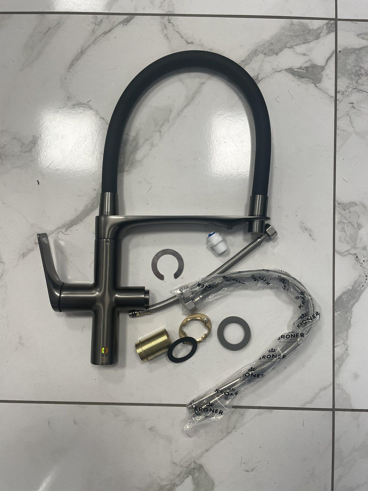 Мойка кухонная Kroner 7848LHM левая/смеситель для кухни с подключением к фильтру KRP Graz-GRP03815 - фото 14