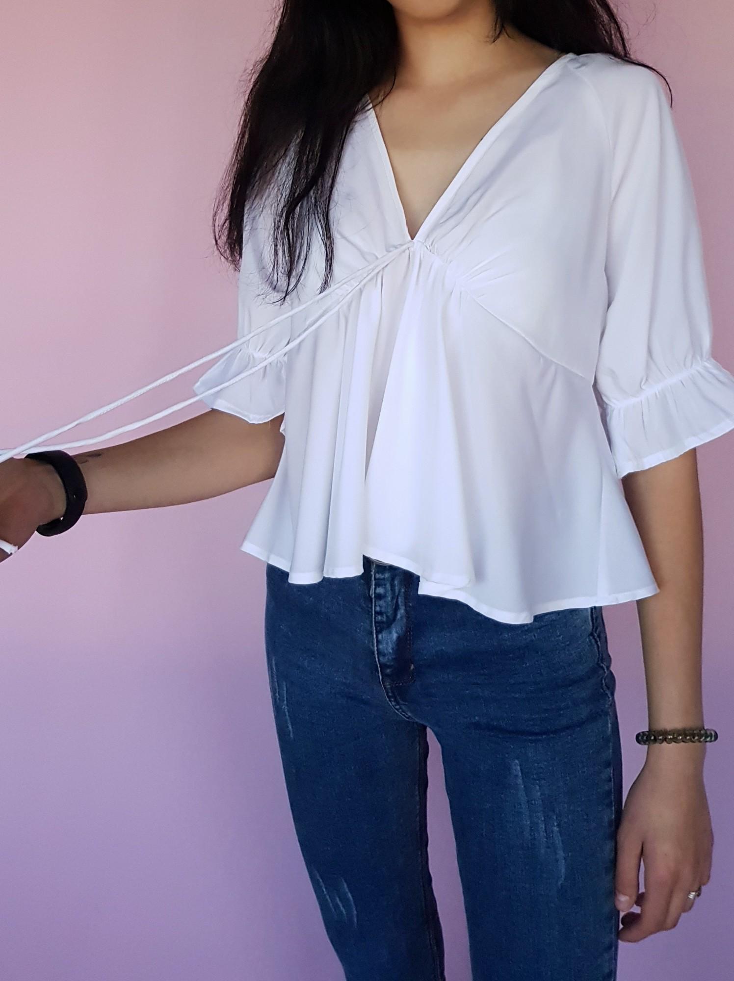 Блузка Boohoo с завязками на спинке L Белый (10444) - фото 5 Блузка Boohoo с завязками на спинке L Белый (10444) - фото 5