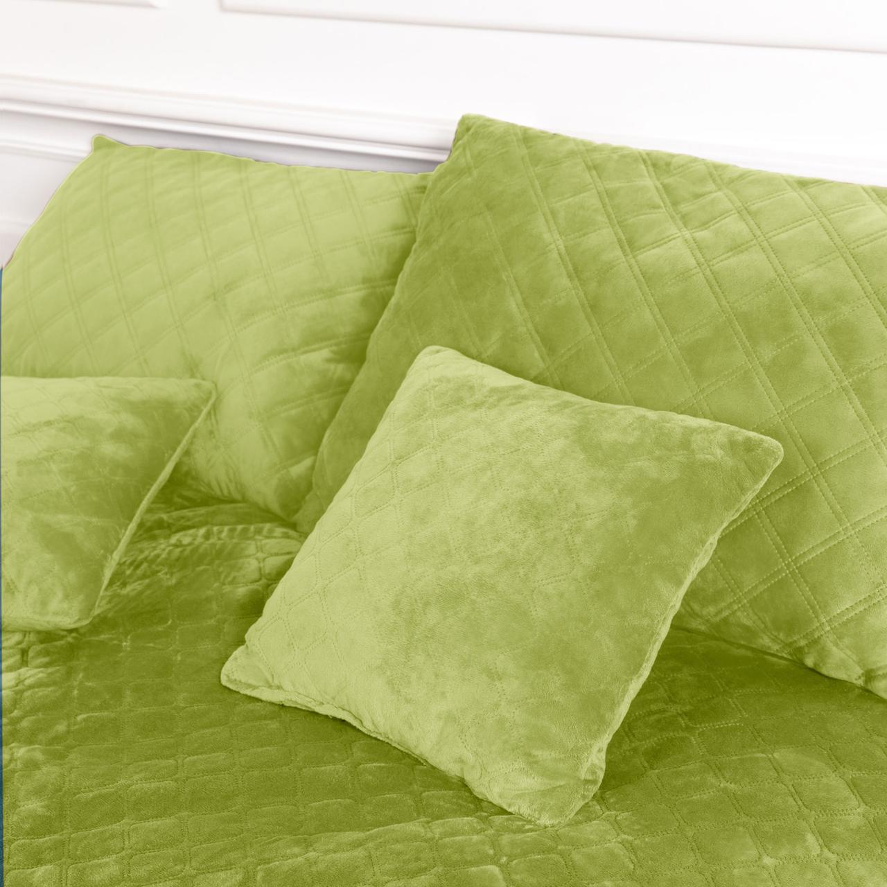 Покрывало велюровое мягкое Ромб/круглый двуспальное 180х240 см Салатовый - фото 4