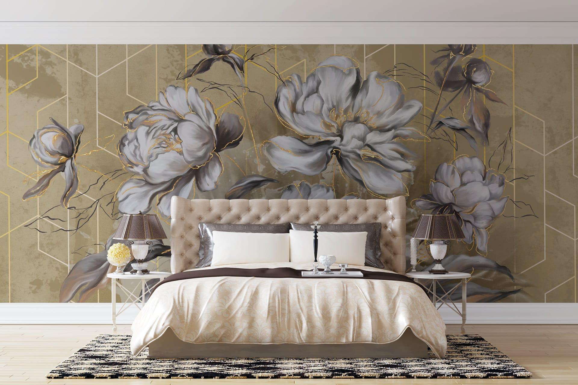 Фотошпалери флізелінові Styleo Print-walls Золоті піони 0359 400х250 см (Pw-0359/4)