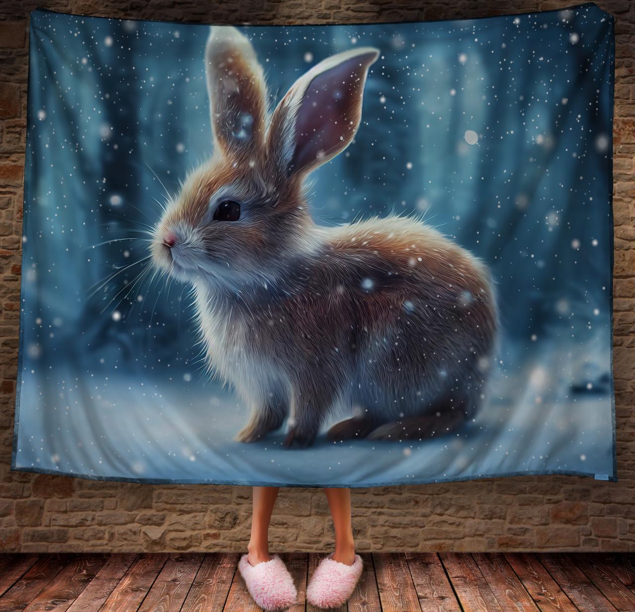 Плед с 3D принтом 13 Кролик в зимнем сказочном лесу 150х200 см (epi_1825)