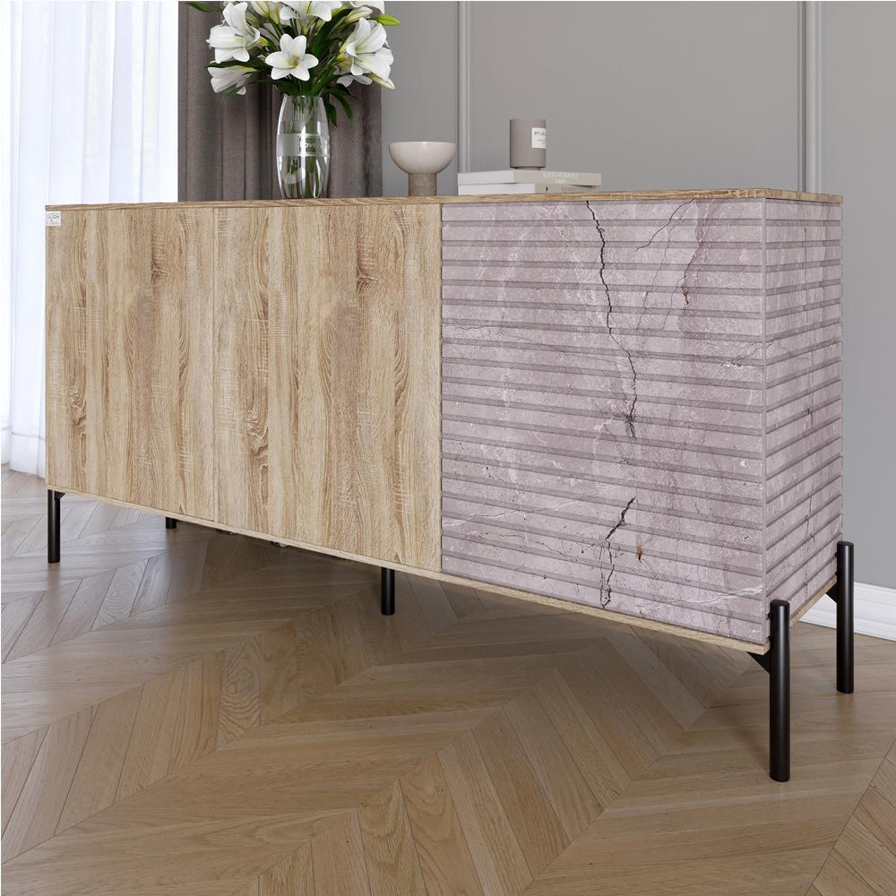 Комод закритий у вітальню Lion Грей на чорних металевих ніжках 154x38x76,5 см Дуб сонома/Камінь (000-000-2149) Комод закритий у вітальню Lion Грей на чорних металевих ніжках 154x38x76,5 см Дуб сонома/Камінь (000-000-2149)