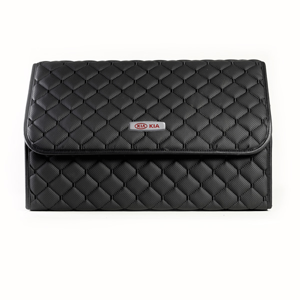 Сумка-органайзер с лого KIA в багажник CarsBAG Экокожа 30x50x30 см Черный (acb-1036-5-30х50х30-023)