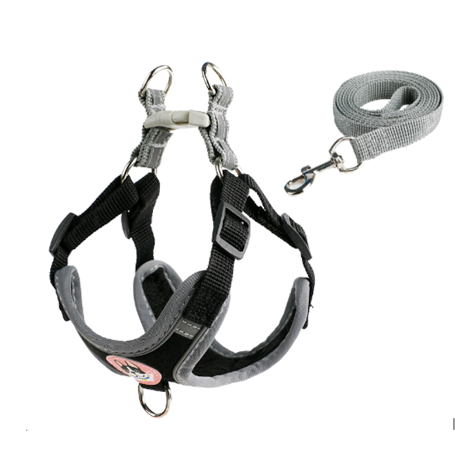 Шлейка-поводок для собак DOG светоотражающий L Черный (2296449108)