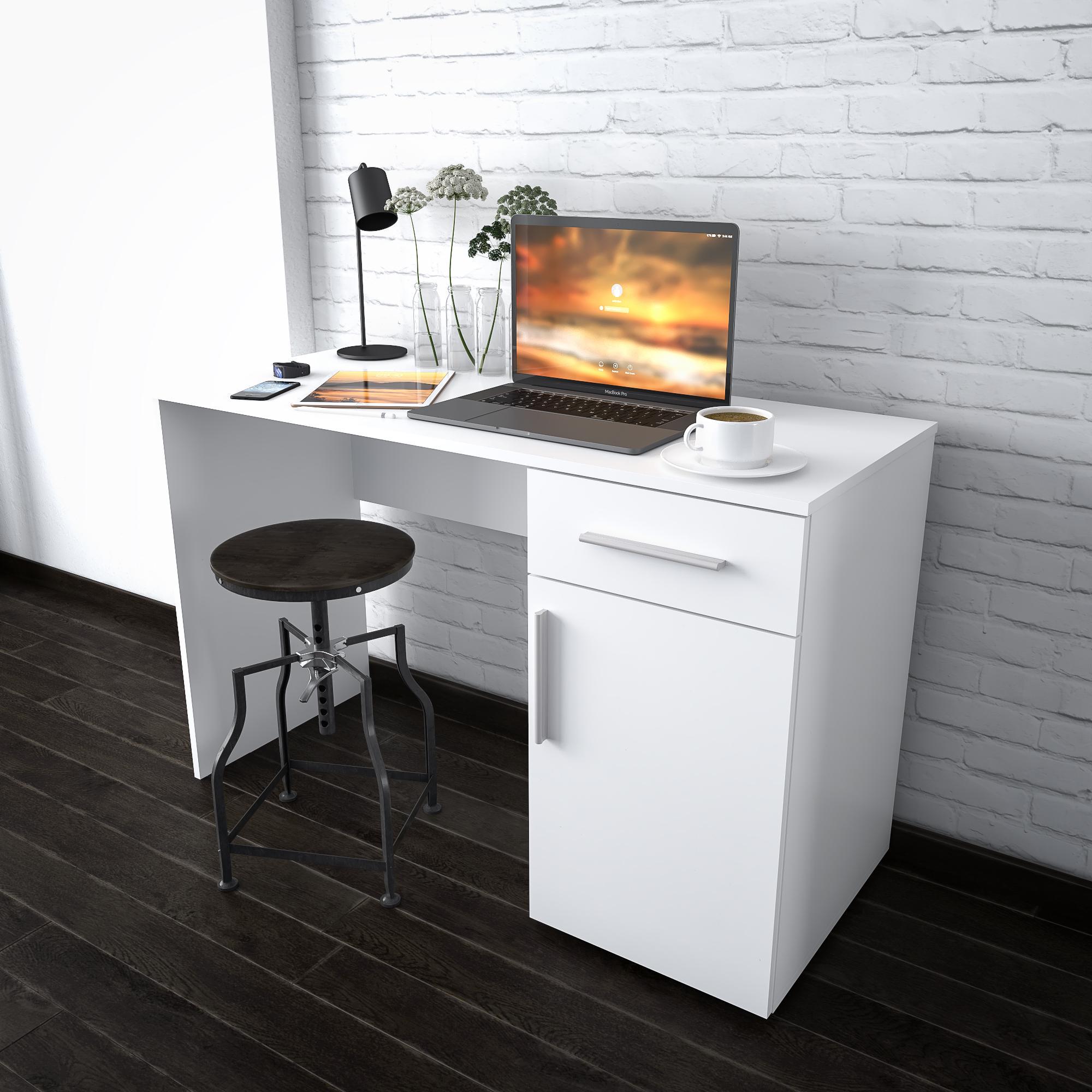 Стол Moreli компьютерный письменный с ящиками и дверцей ST-0003 Белый - фото 1