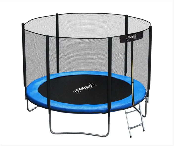 Батут детский GardenLine TRA9870 с защитной сеткой и стремянкой 312 см