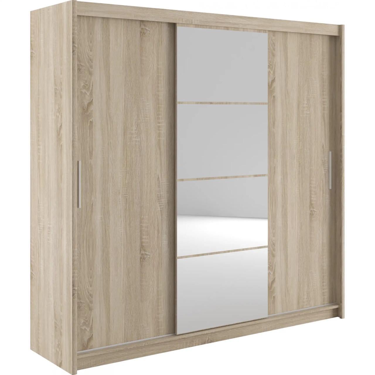 Шкаф-купе трехдверный с зеркалом Gerbor Марио 220 Дуб Сонома (GRB-1882)