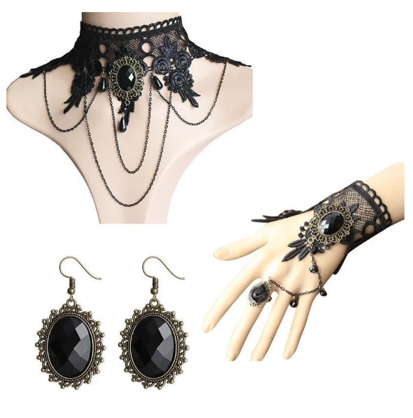 Женский чокер, браслет с кольцом и серьги Fashion Jewelry (1691493)