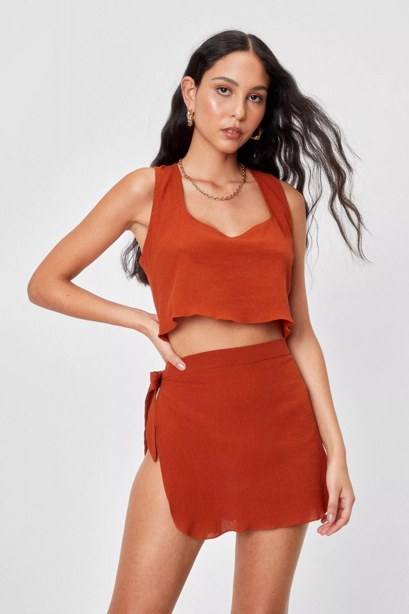 Юбка пляжная на запах 9797 M Терракотовый (44)