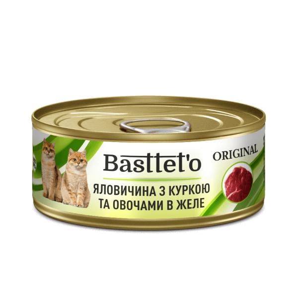 Корм для кошек влажный Basttet’o Говядина с курицей и овощами в желе 85 г (000021227)