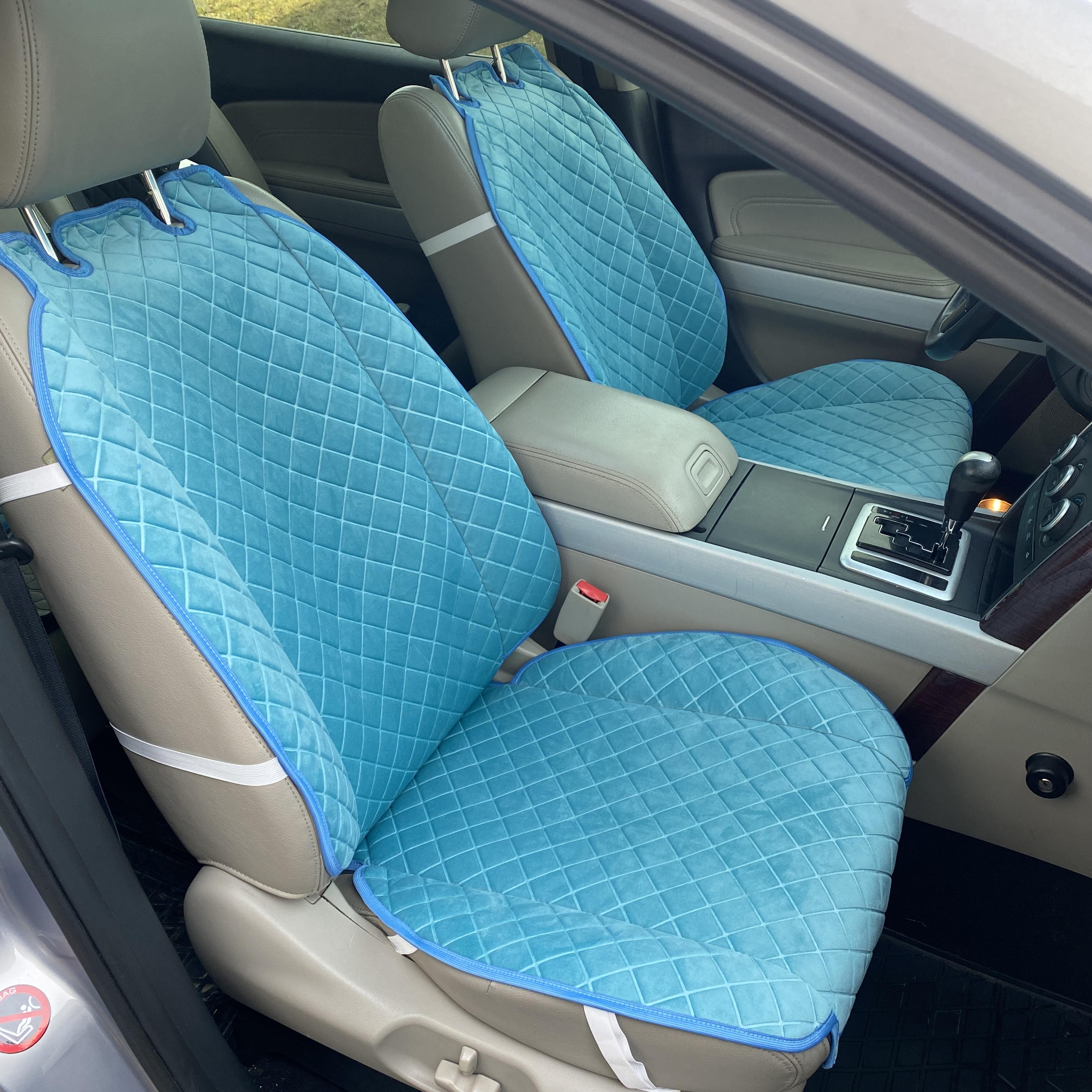 Накидки на сиденье с алькантары Lux Пайка Квадратный ромб Премиум+ передний комплект Бирюзовый
