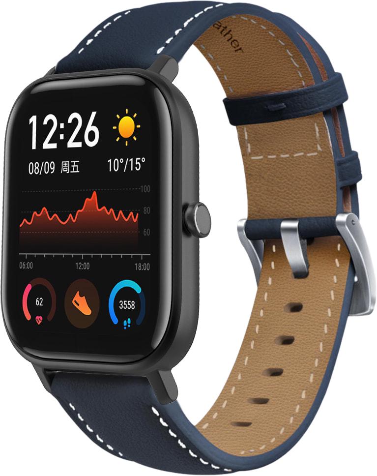 Ремешок кожаный Folsa для Amazfit GTS Dark Blue (31528-5D) - фото 1 Ремешок кожаный Folsa для Amazfit GTS Dark Blue (31528-5D) - фото 1