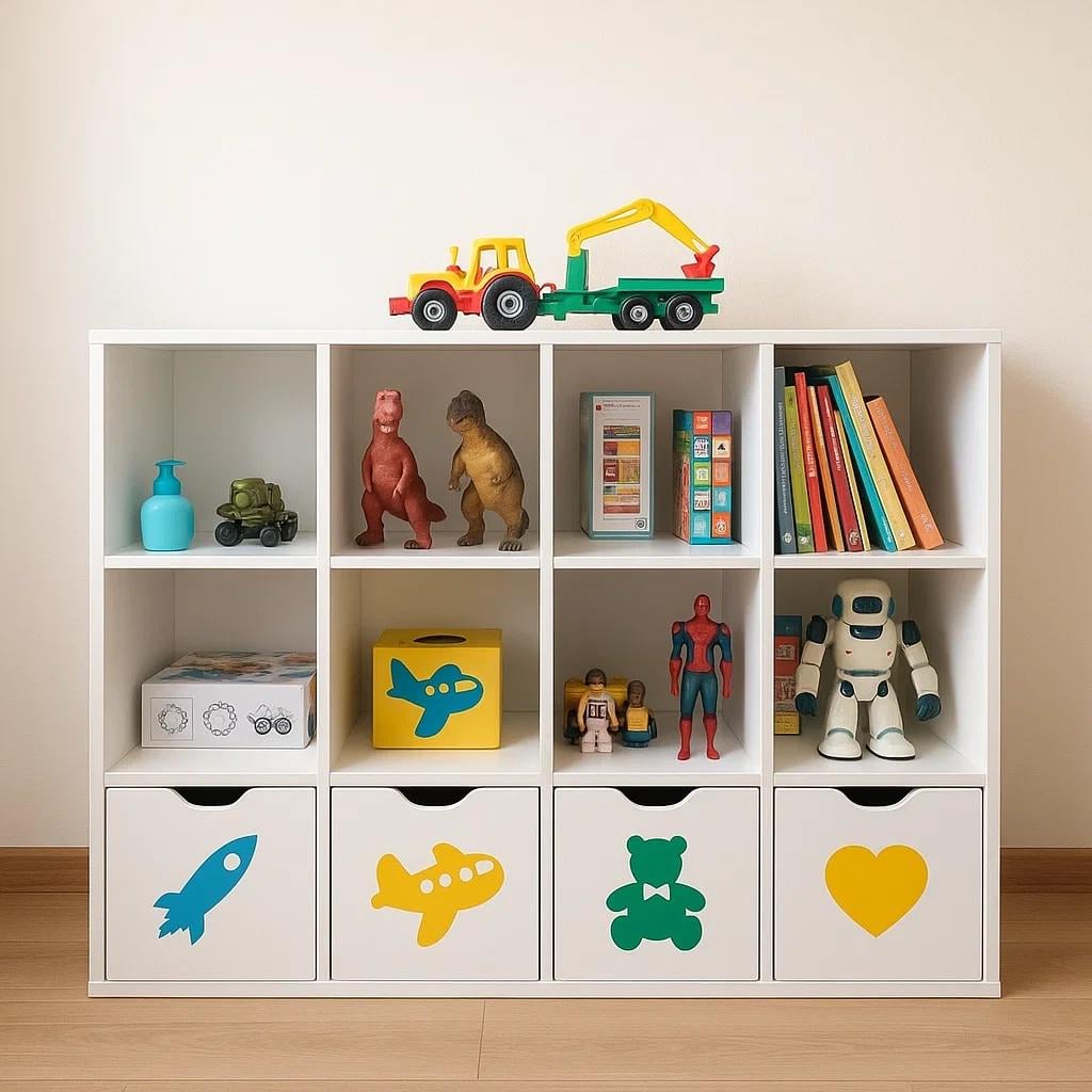 Стелаж для дитячих іграшок та книг Gap ST12 2 на 12 осередків White/Yellow/Green