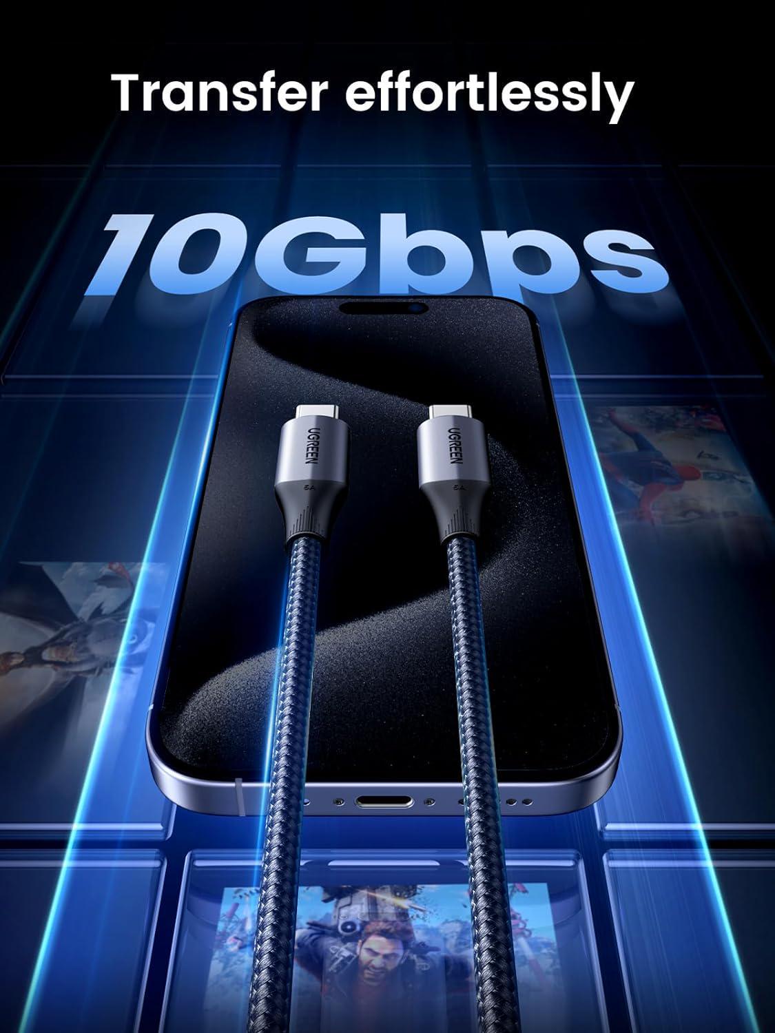 Кабель USB-C Ugreen 240W 3.1 1 м Чорний (80150) - фото 8 Кабель USB-C Ugreen 240W 3.1 1 м Чорний (80150) - фото 8