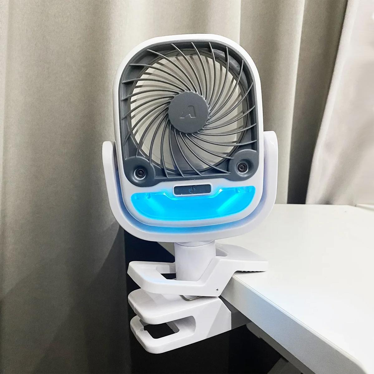 Вентилятор-зволожувач Arctic Cool Clamp портативний охолодний USB на прищіпці з підсвічуванням White/Grey (200307) - фото 2