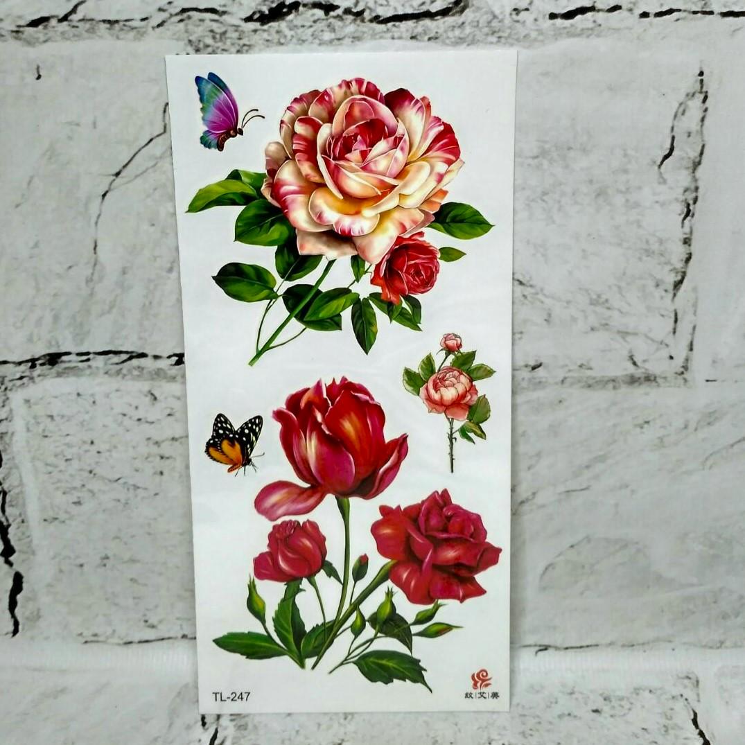 Тату временные Цветы лист 9x19 см (TL-247)