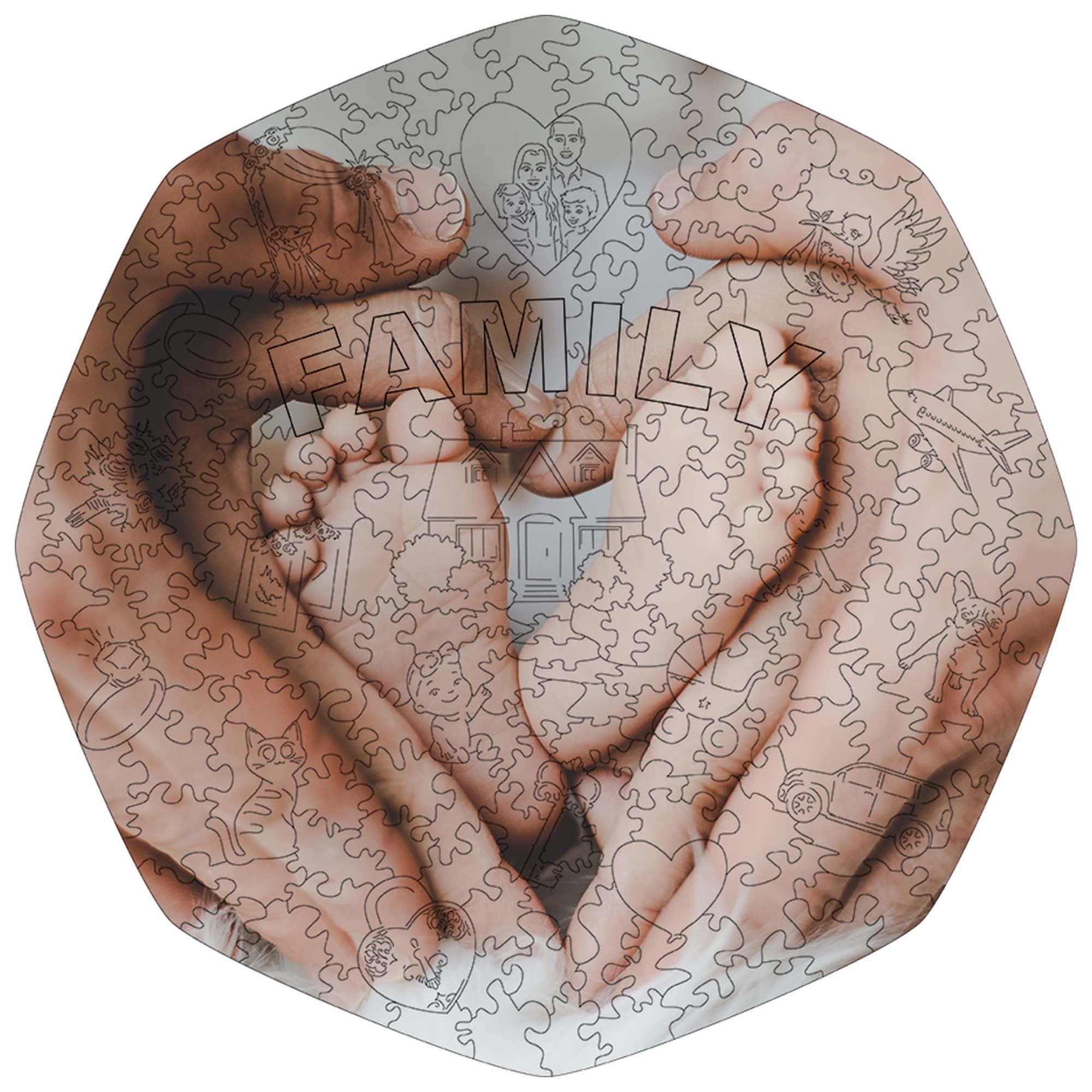 Пазл фігурний дерев'яний Woods Story За Вашим фото/Сім'я L (WSUA0141)