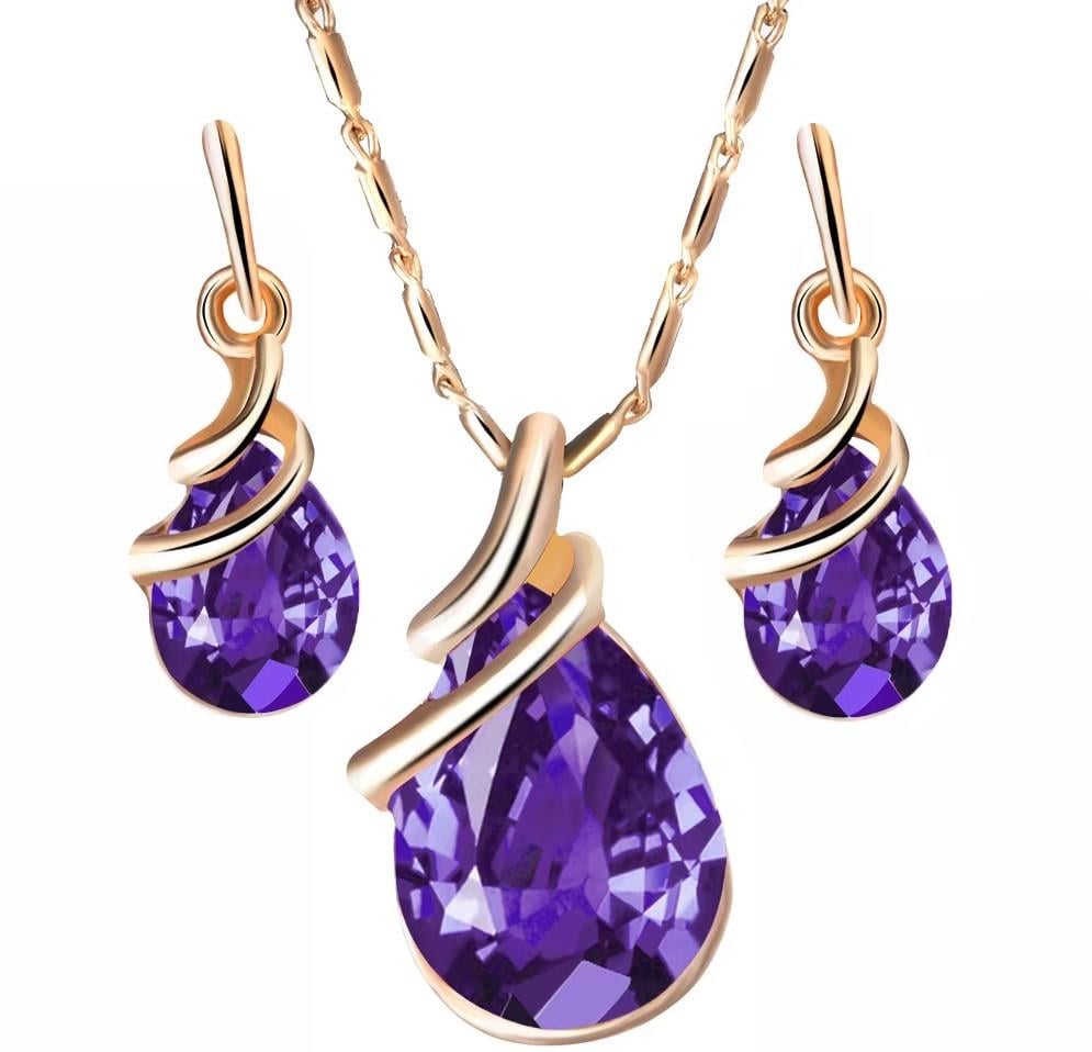 Набор серьги с подвеской Primo Water Drop Purple (2752159207)