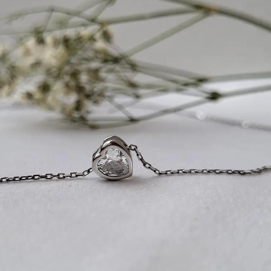 Цепочка из серебра Камень Сердце с подвеской 45 см 1,60 г