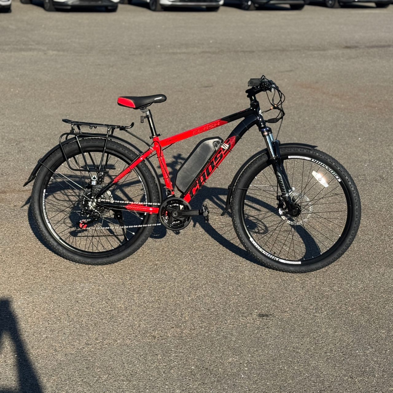 Велосипед з Е-комплектом з багажником Flash Red 2025 29" 48 В 500 Вт MXSUS 24 Ah до 85 км запас ходу дисплей LSD10 Pas-асистент