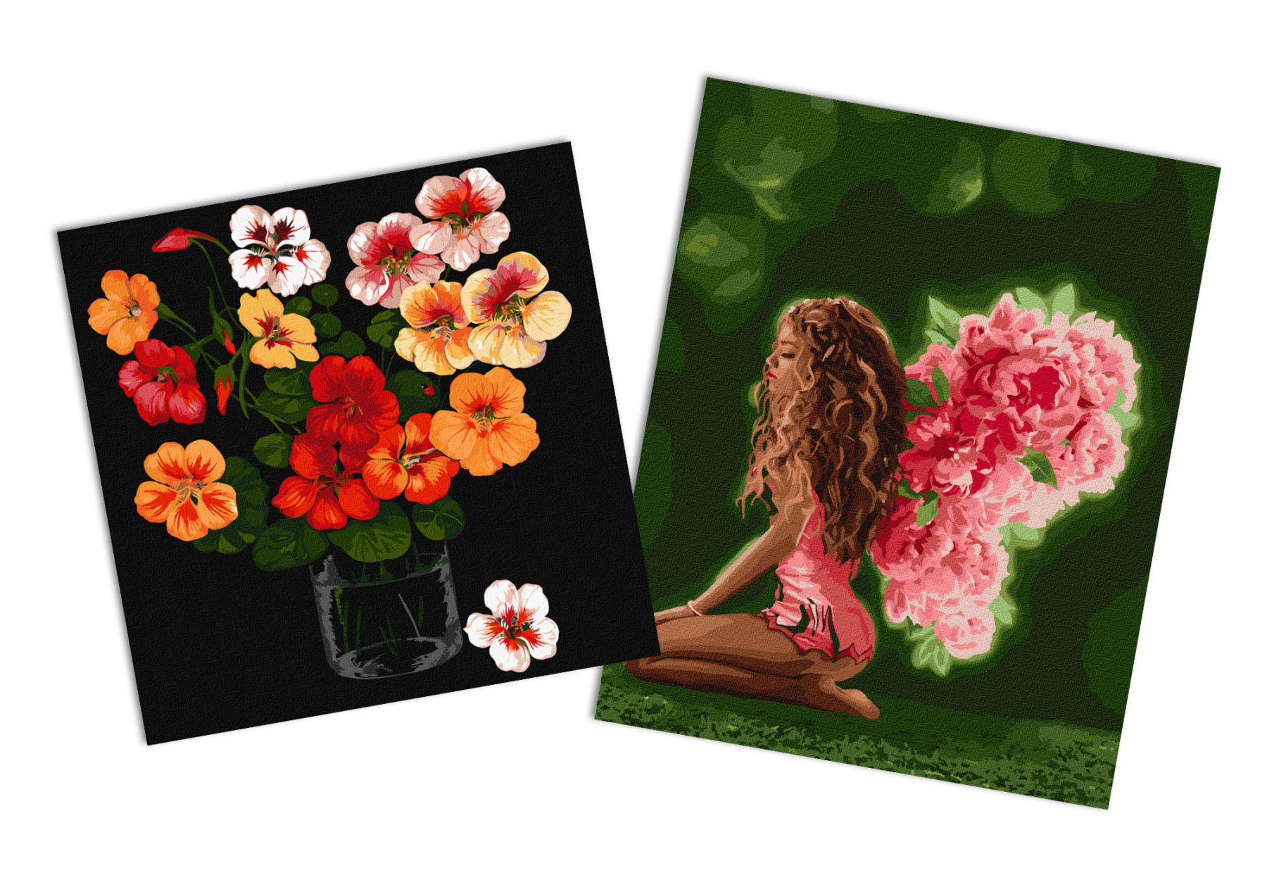 Набор картин по номерам Идейка 2в1 Цветочные крылья 40x50 см KHO4754 и Настурции 40x40 см KHO2915 (CKHO5415)