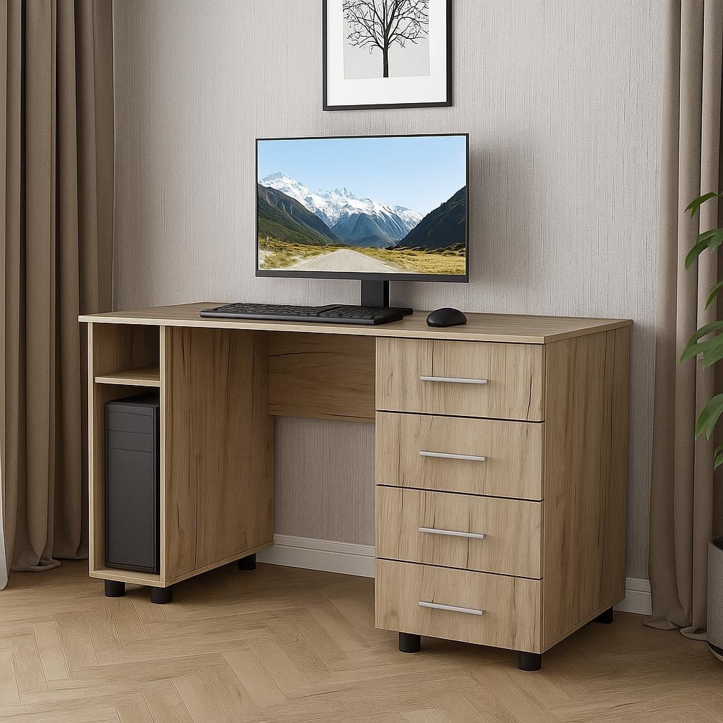 Стіл комп'ютерний СК3 4Я SENAM 750х1400х600 мм ДСП Дуб Крафт Сірий