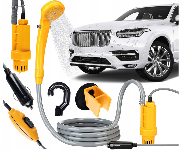 Душ переносний Automobile SHOWER SET 12V DK-01 портативний кемпінговий з насосом Orange - фото 8