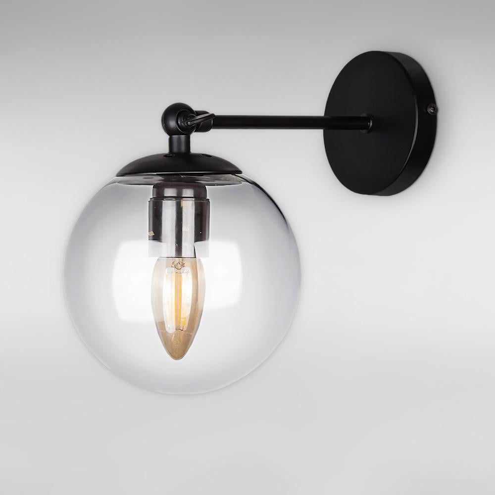 Світильник настінна куля Light House LS-18150F-1 BK/CL Чорний/Прозорий 
