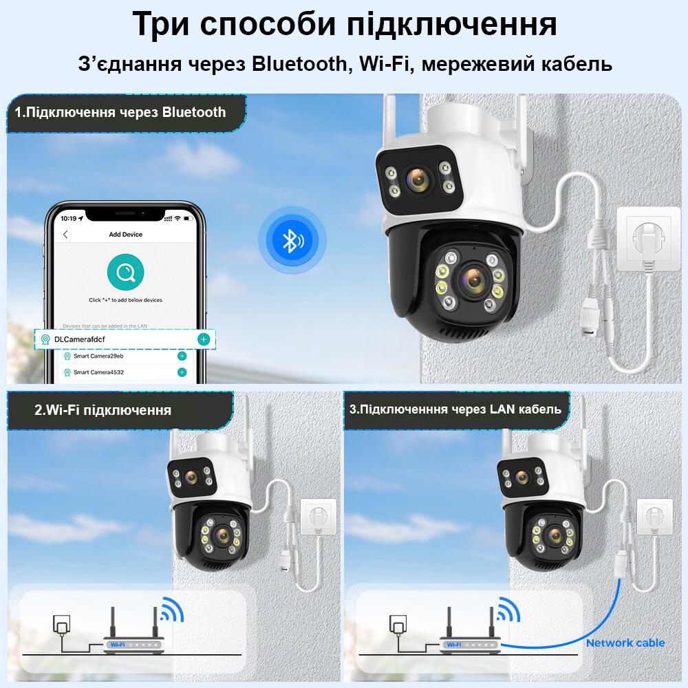 Камера вулична APP Control 4K Wi-Fi 8MP зі штучним інтелектом Білий/Чорний (14586135) - фото 9