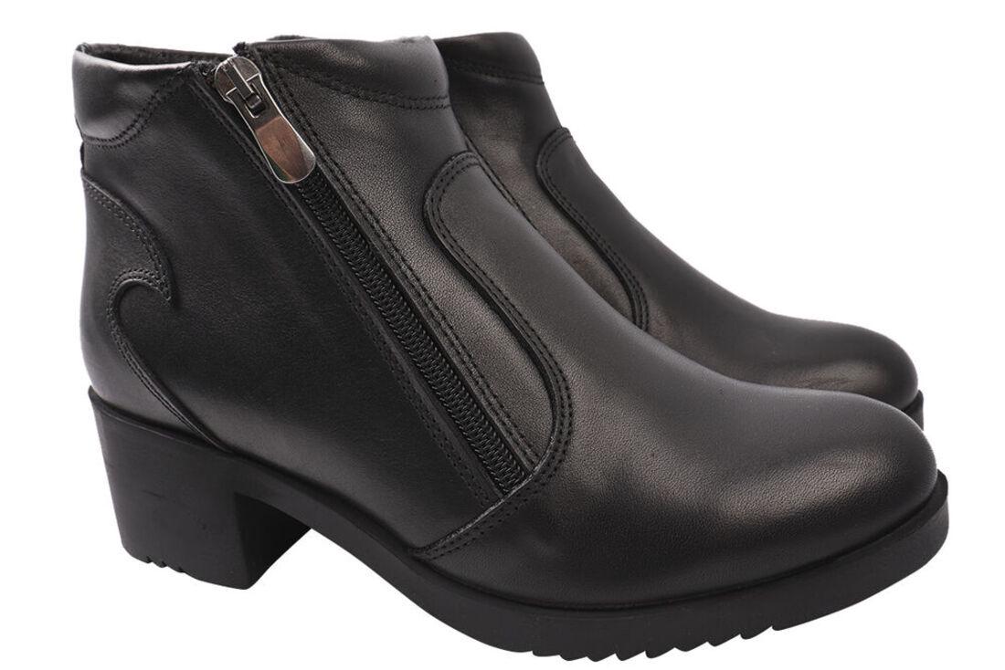 Ботинки женские Carizma из кожи на низком каблуке р. 37 Черный (69-8/20DHC)