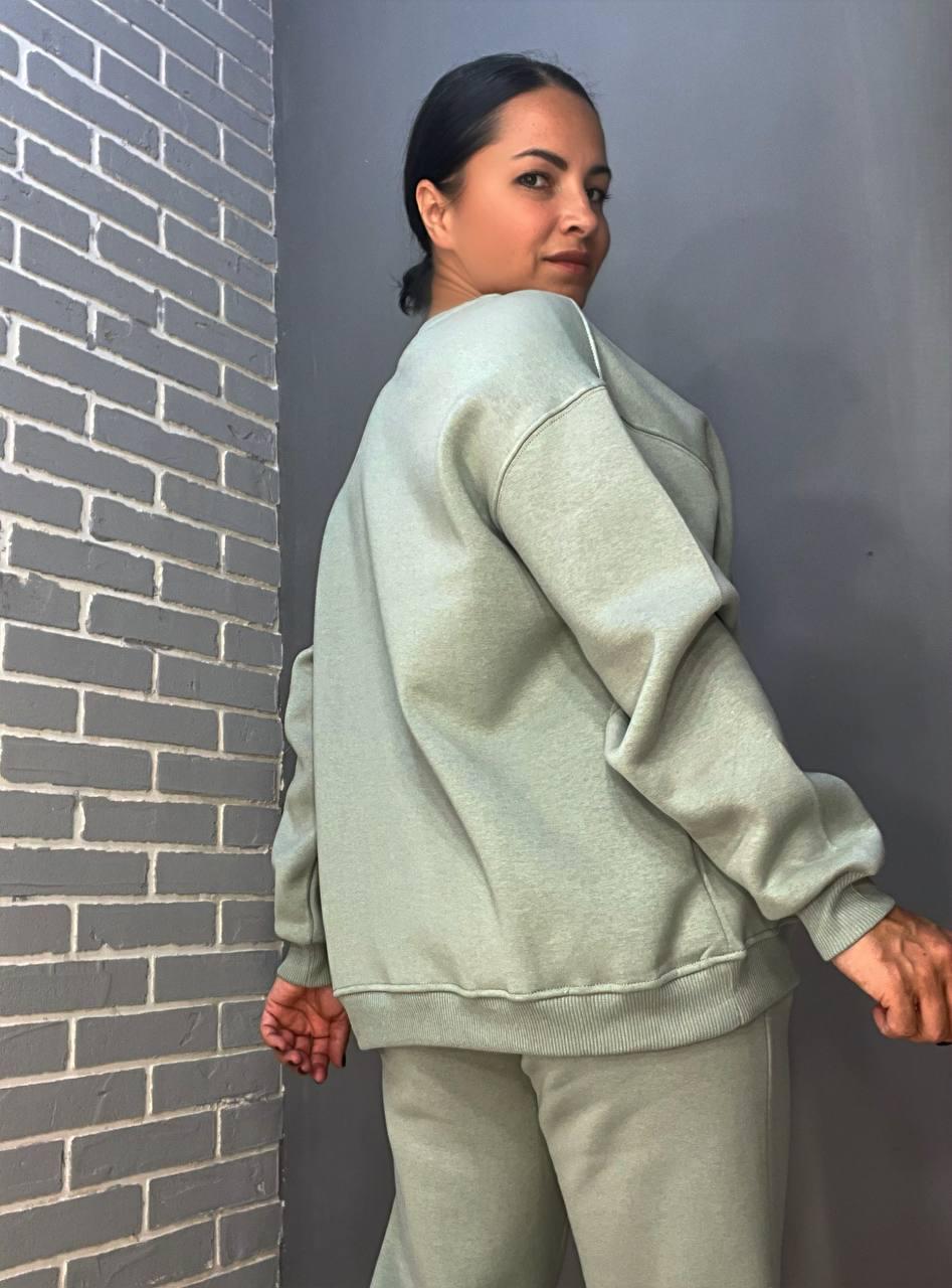 Світшот жіночий PEPPER MINT 24-14 базовий простий подовжений оверсайз M Оливковий (941) - фото 5 Світшот жіночий PEPPER MINT 24-14 базовий простий подовжений оверсайз M Оливковий (941) - фото 5