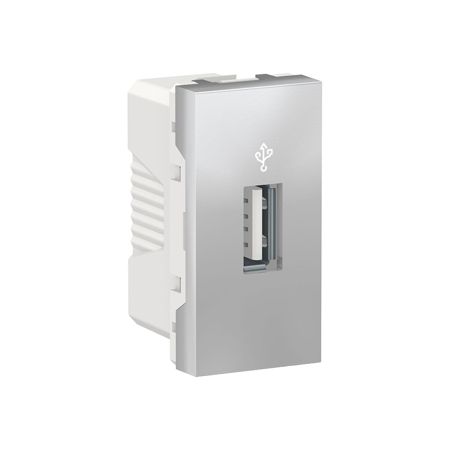 Розетка USB Schneider Electric Unica New USB 3.0 1 модуль Алюминий (NU342930)