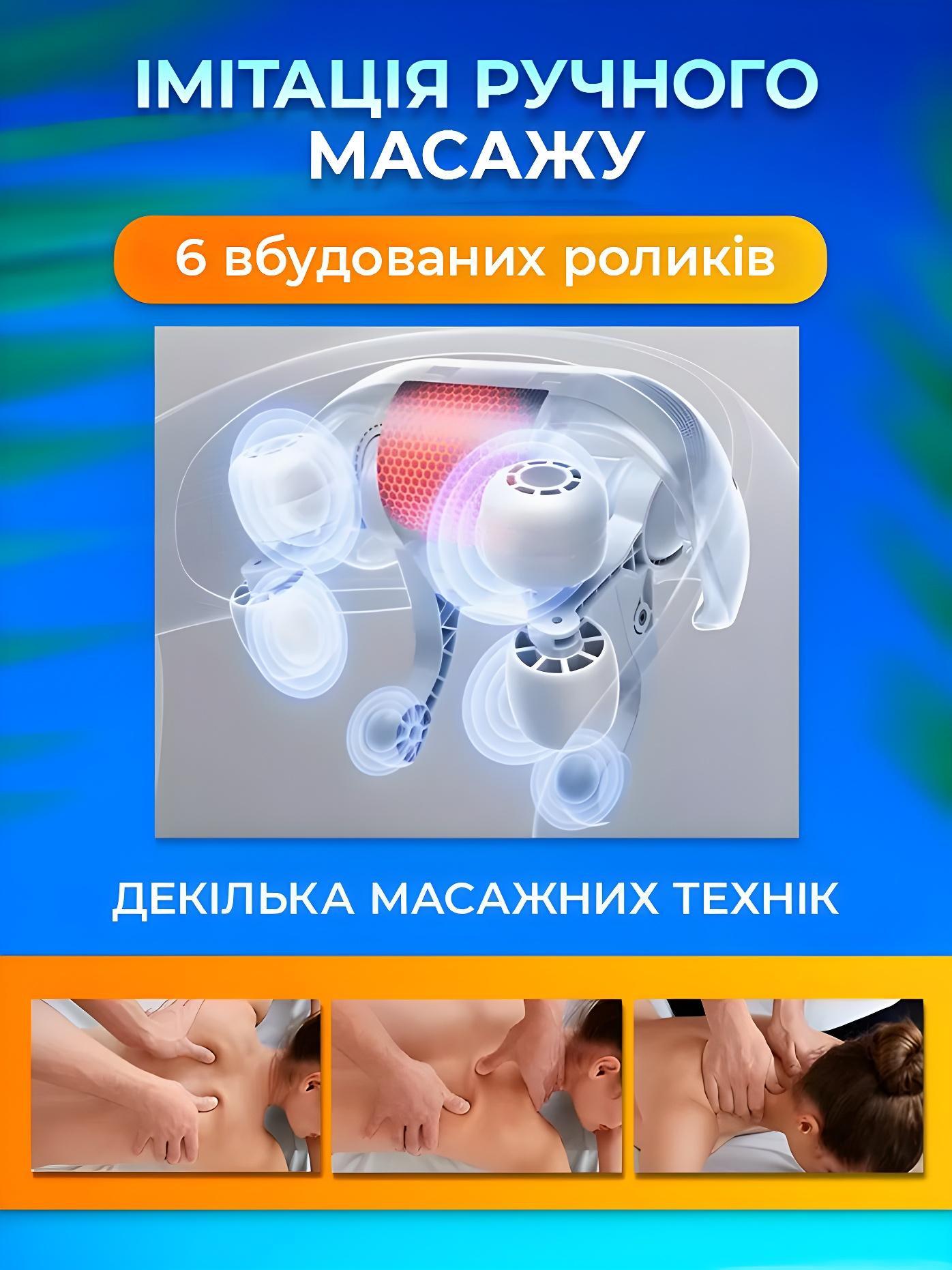 Масажер для спини та шиї електричний масажер бездротовий з інфрачервоним підігрівом Сірий із синім (476540464) - фото 3