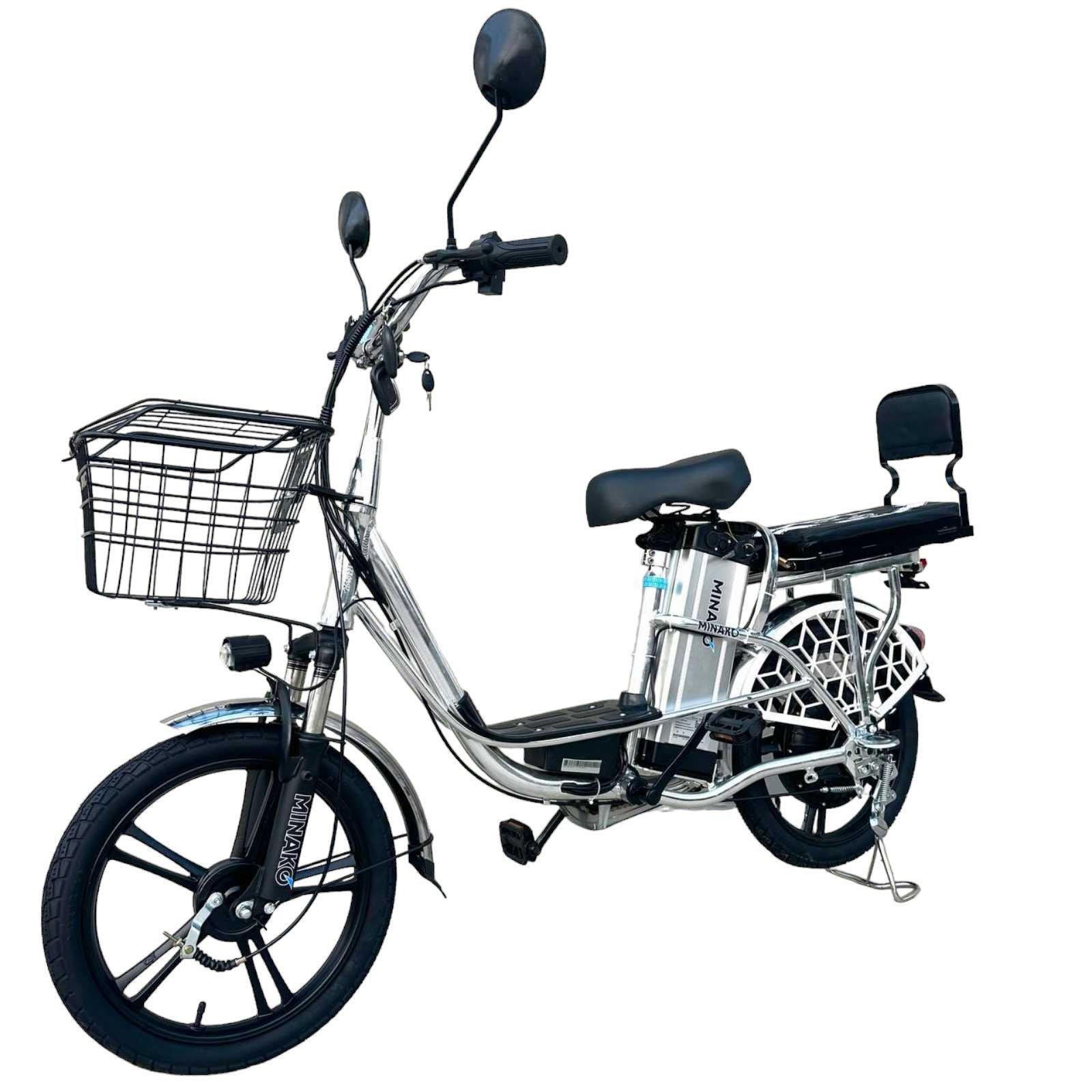 Электровелосипед Minako V12 двухместный 18" 600W/48V/16Ah с раскладным багажником и сиденьем
