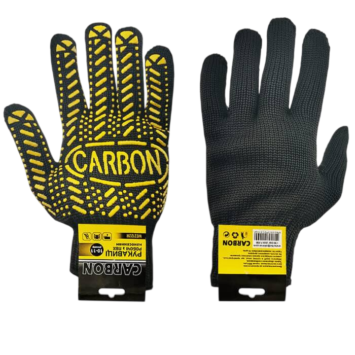 Перчатки рабочие утолщенные CARBON 30 пар Черный (1055)