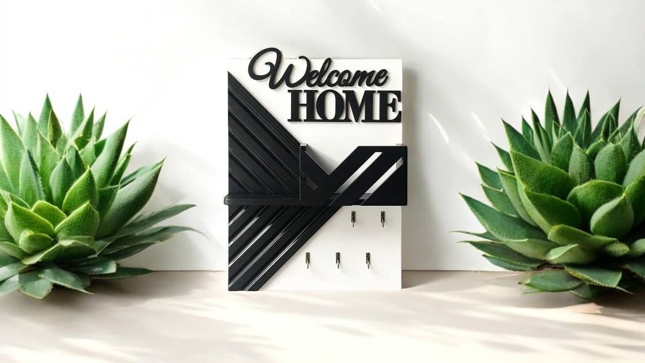 Ключниця настінна настінна Чорно-білий (444019)