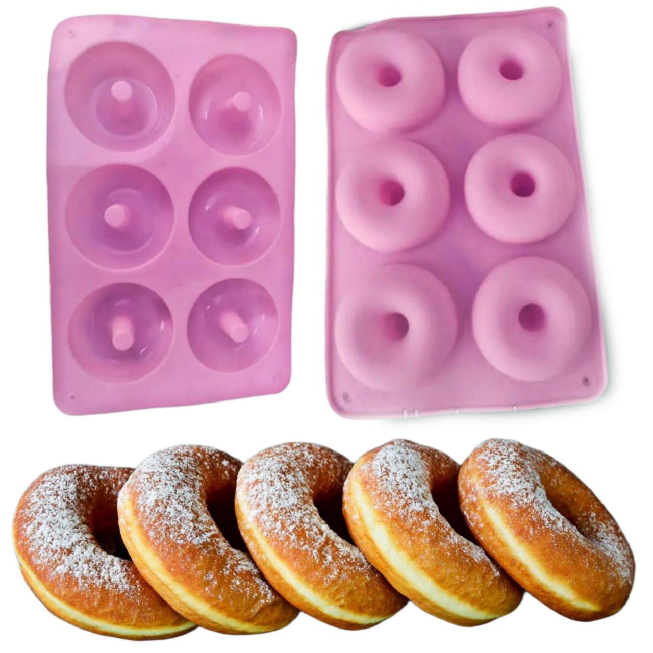 Форма для выпечки пончиков силиконовая на 6 ячеек Розовый (54800) - фото 2